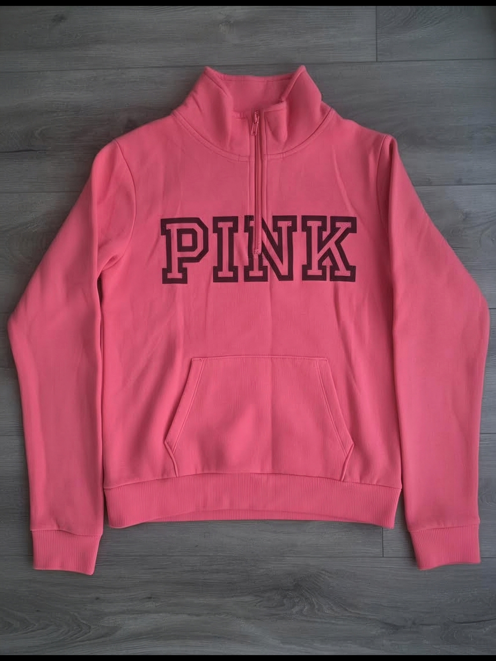 Victoria's Secret PINK Half-Zip Pullover Sweatshirt - Bright Pink - Small